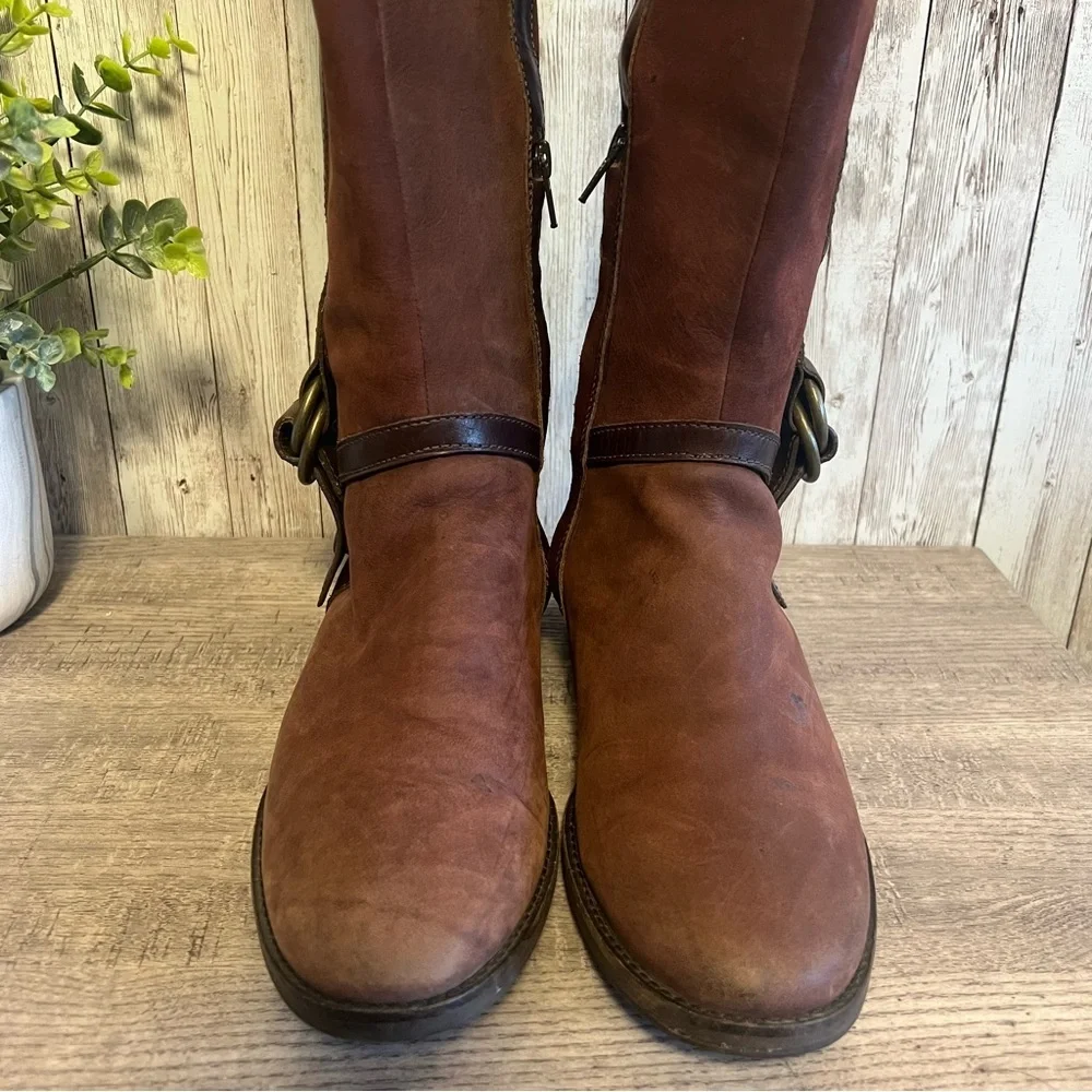 Cole Haan Dark Brown Tall Leather Riding Boots Preppy Country Womens 7.5